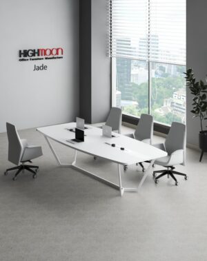 Jade Curved Meeting Table (White Leg)